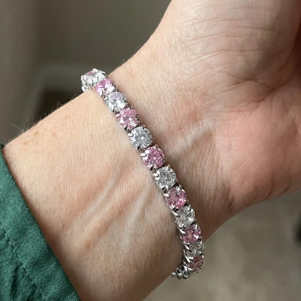 Pink Sapphire Duo Tennis Bracelet | Rose Gold