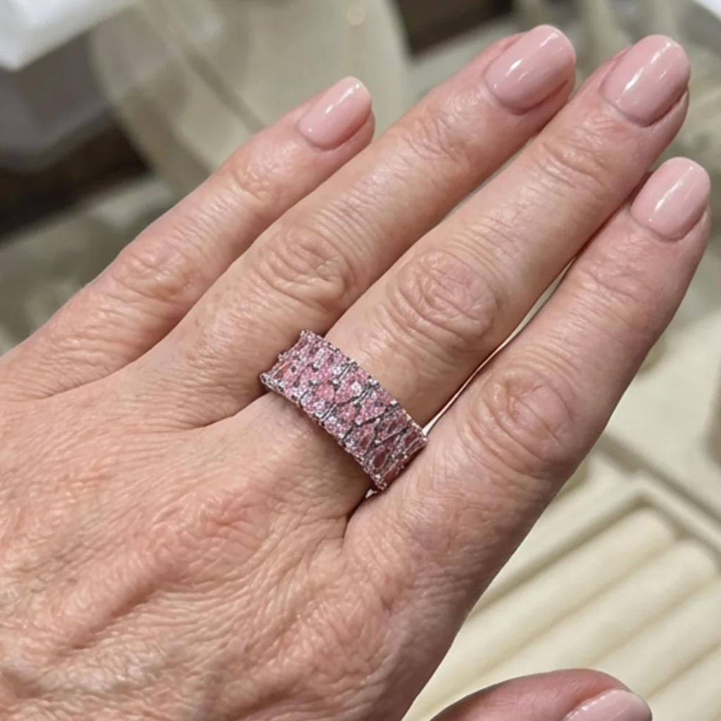 Rosé Cascade Ring | White Gold