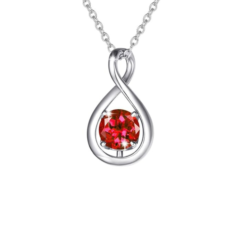 Necklace with Ruby Infinity Pendant | White Gold