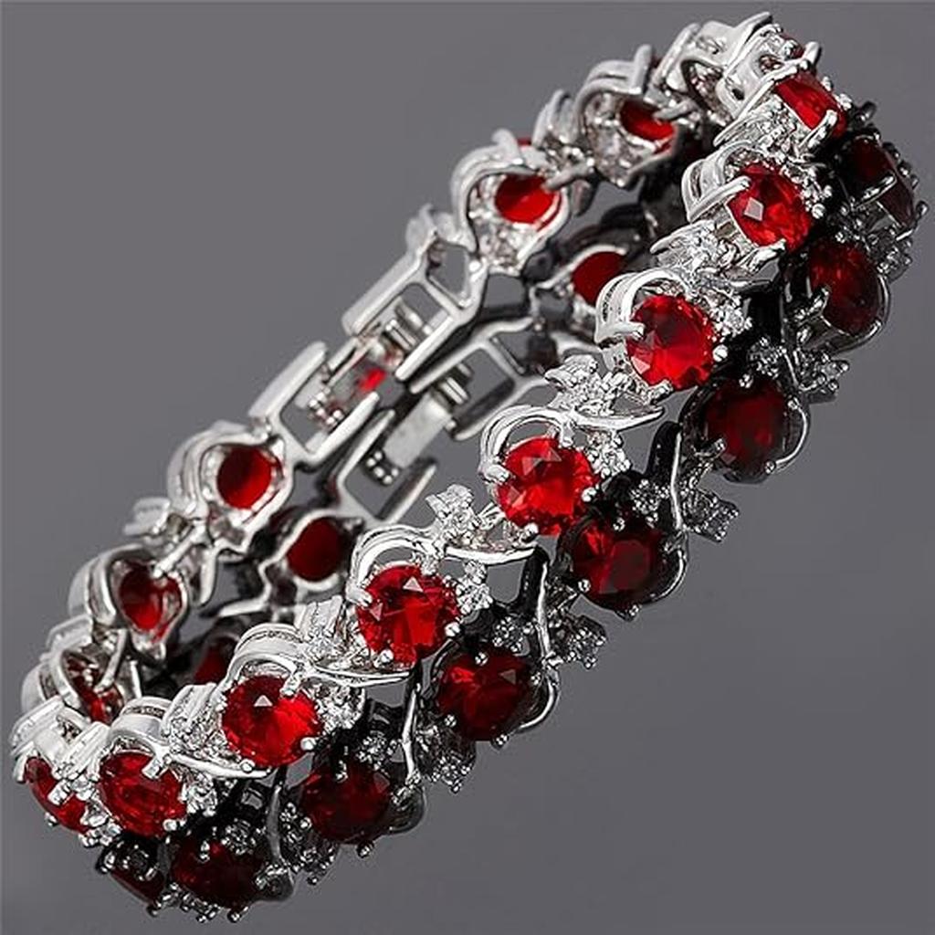 Tennis Bracelet “Ruby Vine” | White Gold