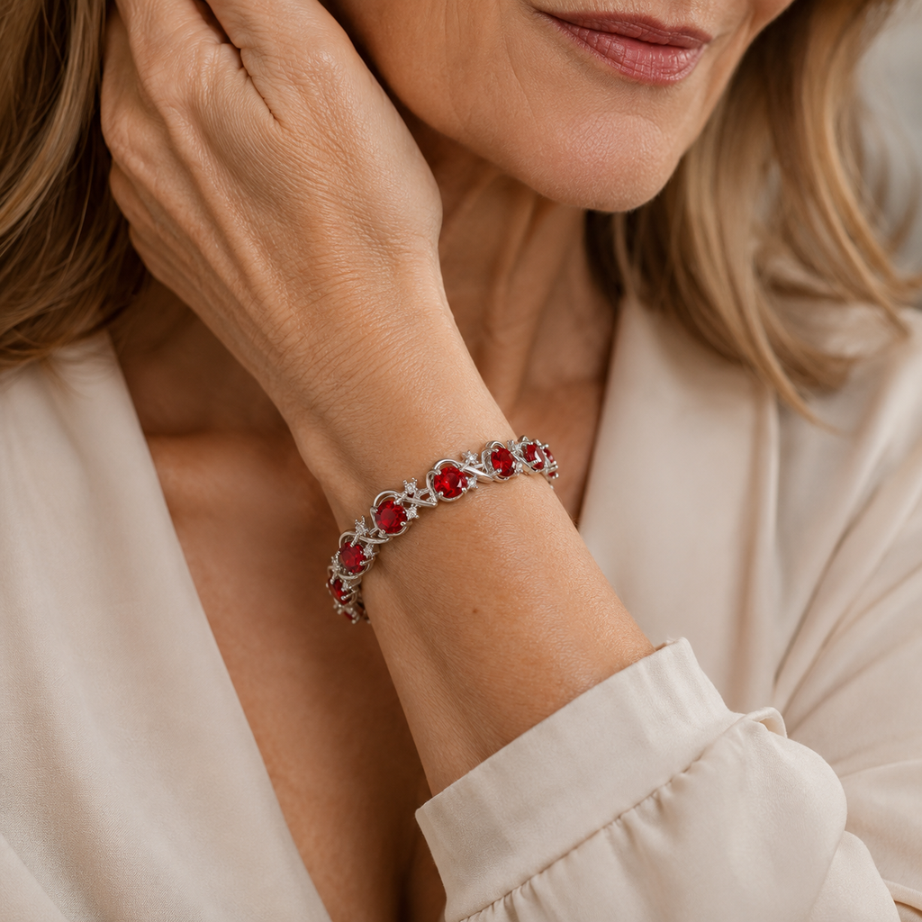 Tennis Bracelet “Ruby Vine” | White Gold