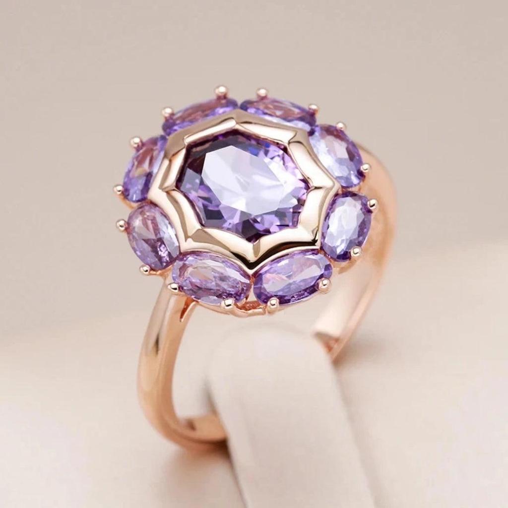 Round Ring with Purple Crystal