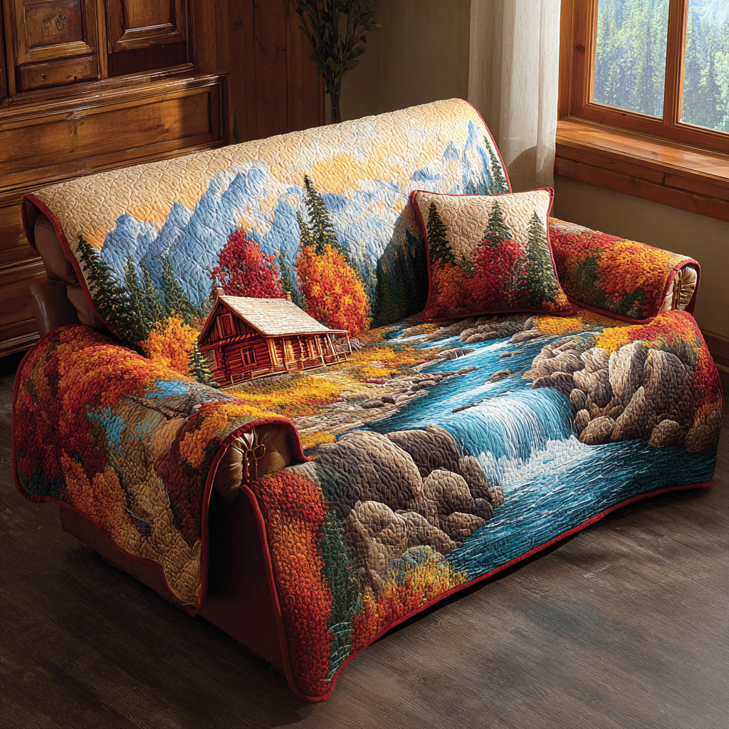 Quilted Sofa Cover with Forest Pattern