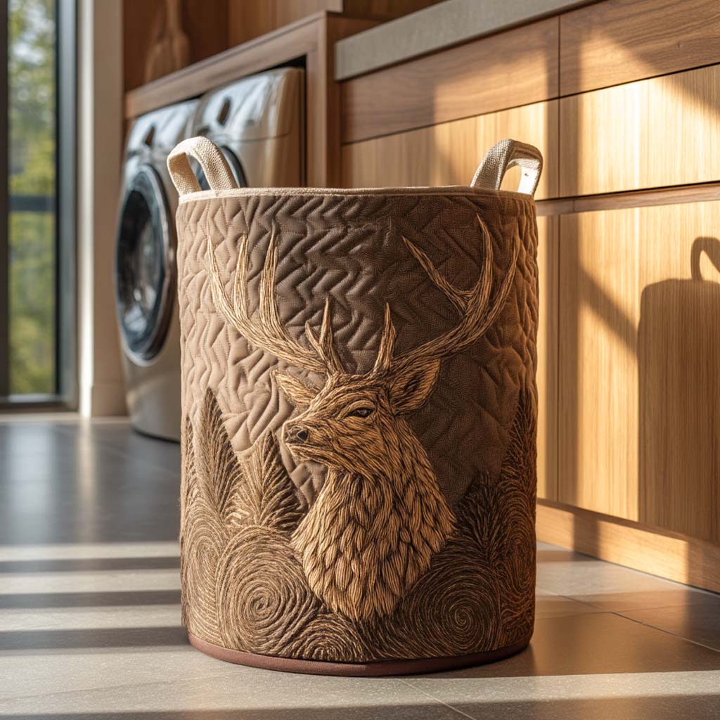Quilted Laundry Basket with Deer