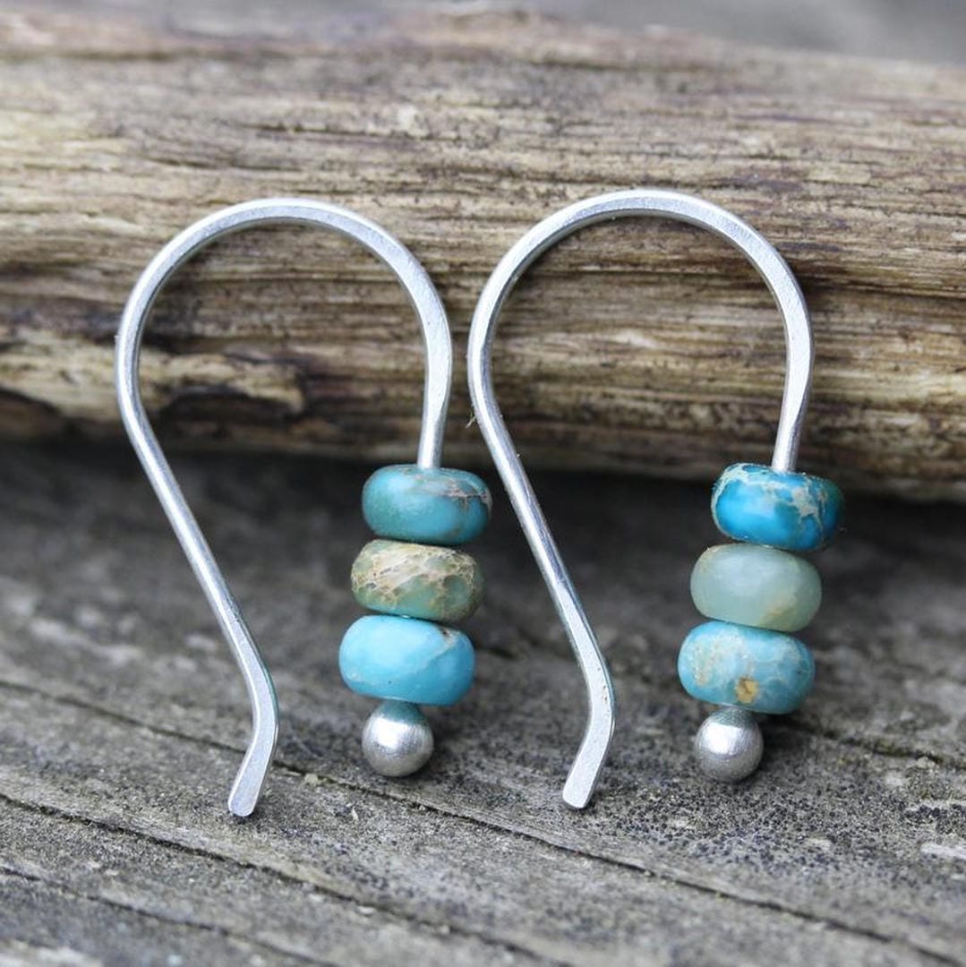 Drop Earrings with Stones in Turquoise