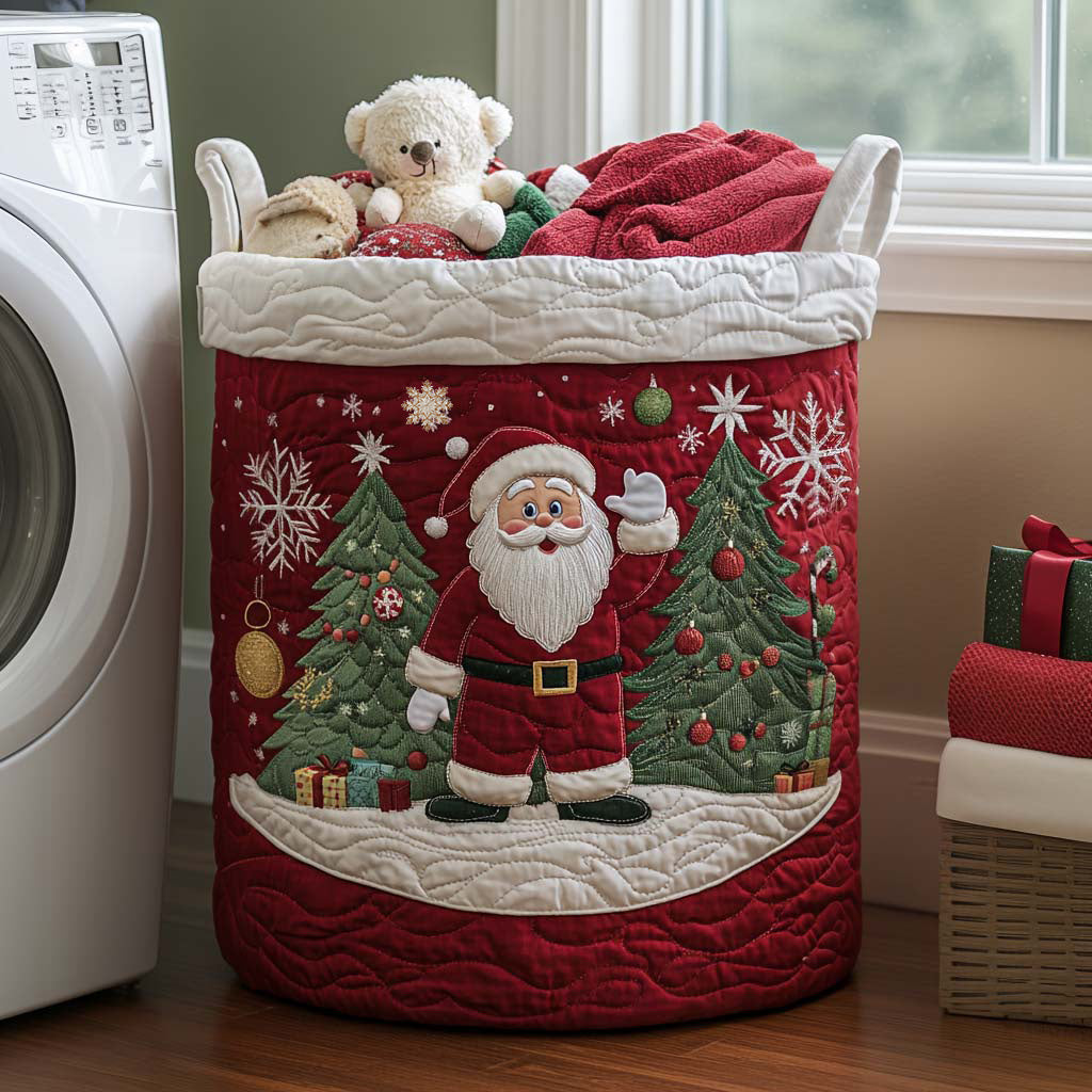 Quilted Laundry Basket with Santa Claus