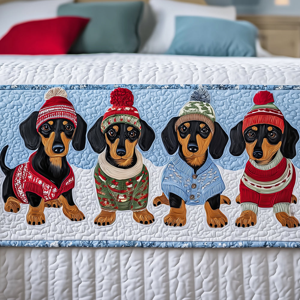 Quilted Bed Runner – Quilted Dachshund Christmas