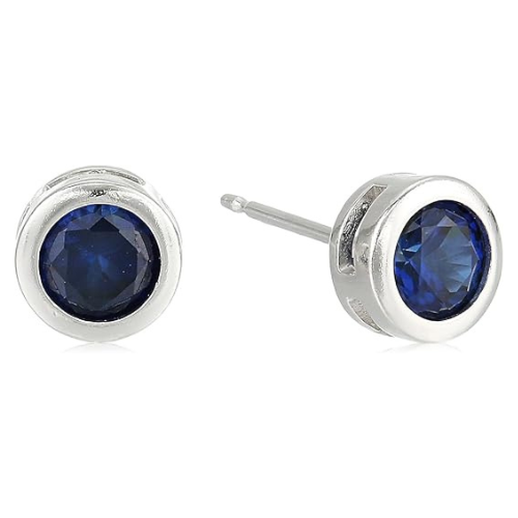 Stud Earrings with Sapphire Accents | White Gold