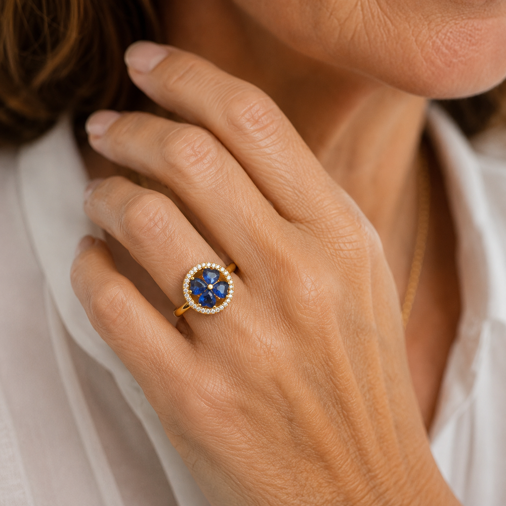 Spinner Ring “Sapphire Hearts” | Gold