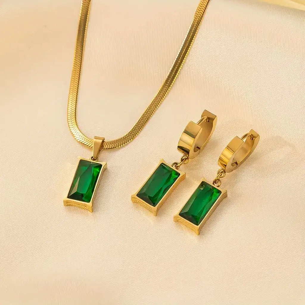 Lina Jewellery Set with Emerald