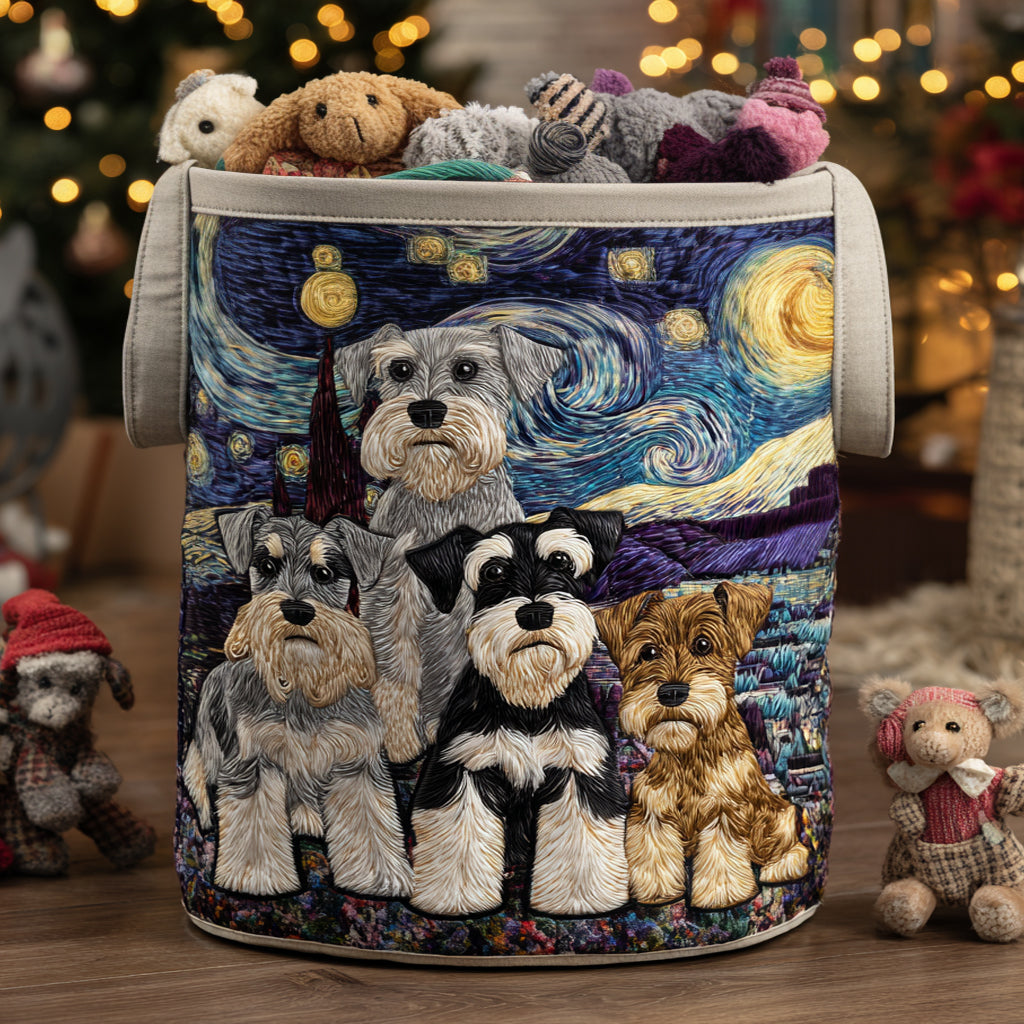 Quilted Laundry Basket with Schnauzer