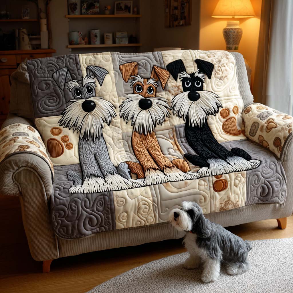 Quilted Sofa Cover with Schnauzer