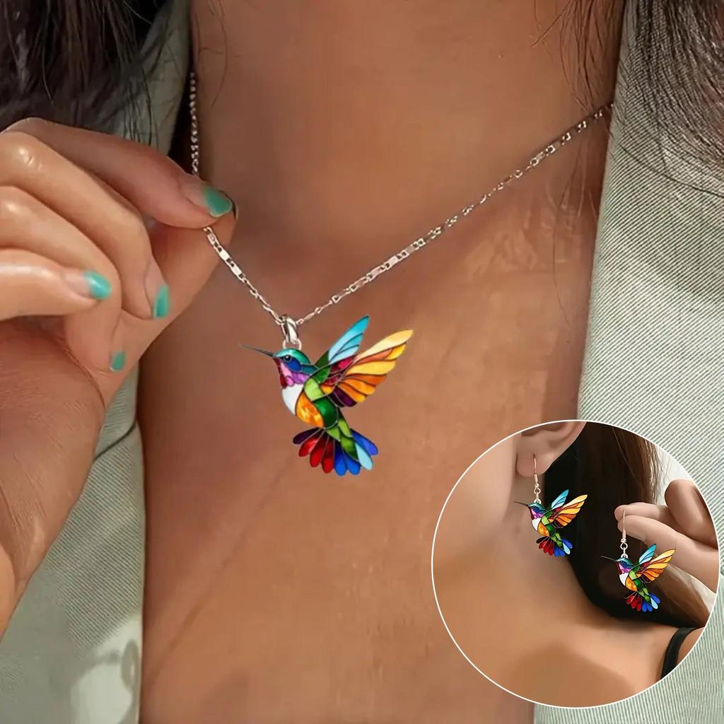Gift Set: Necklace and Earrings with Swallow