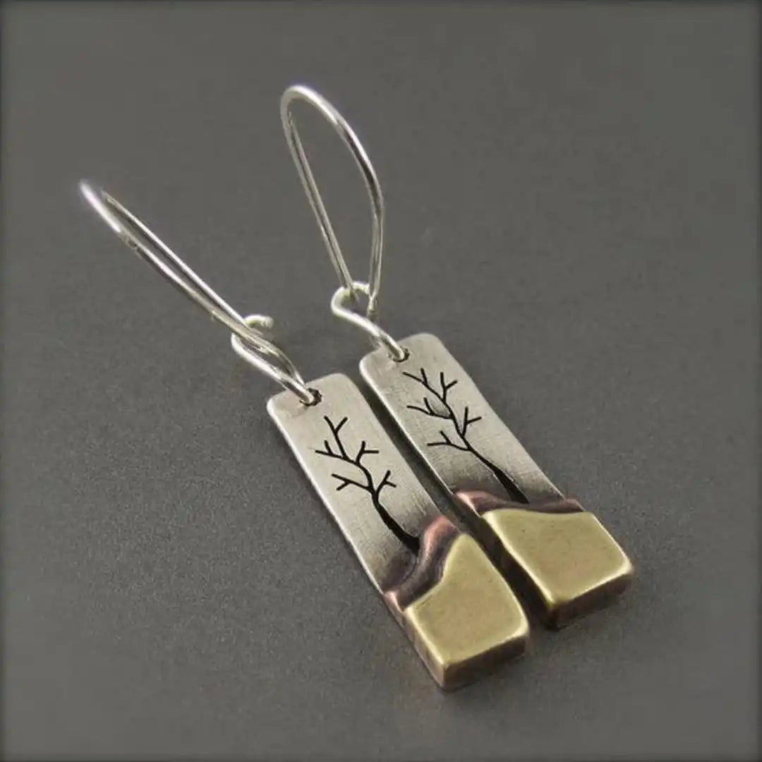 Drop Earrings with Tree Motif