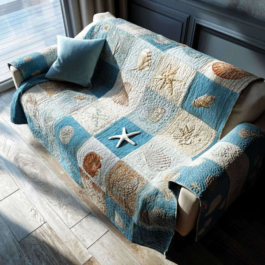 Quilted Sofa Cover – with Ocean Pattern