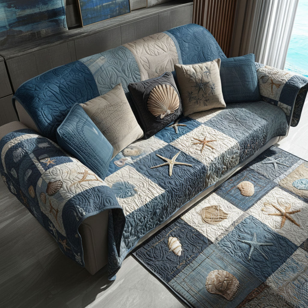 Quilted Sofa Cover with Calm Sea