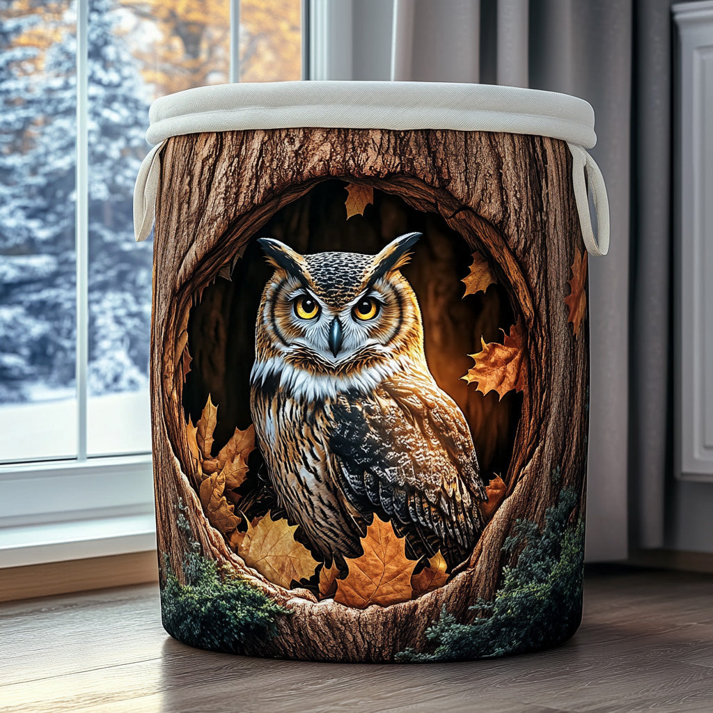 Quilted Laundry Basket with Owl