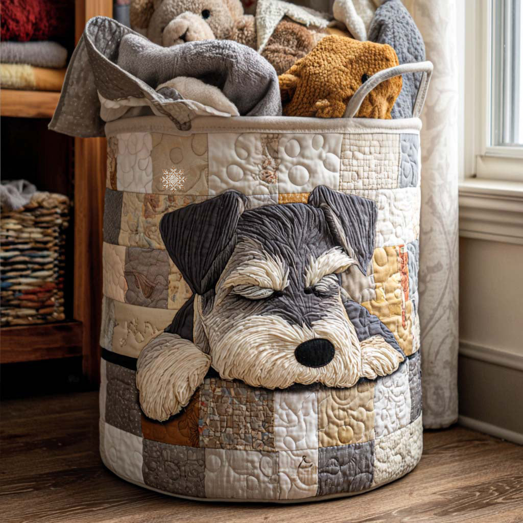Quilted Laundry Basket with Schnauzer