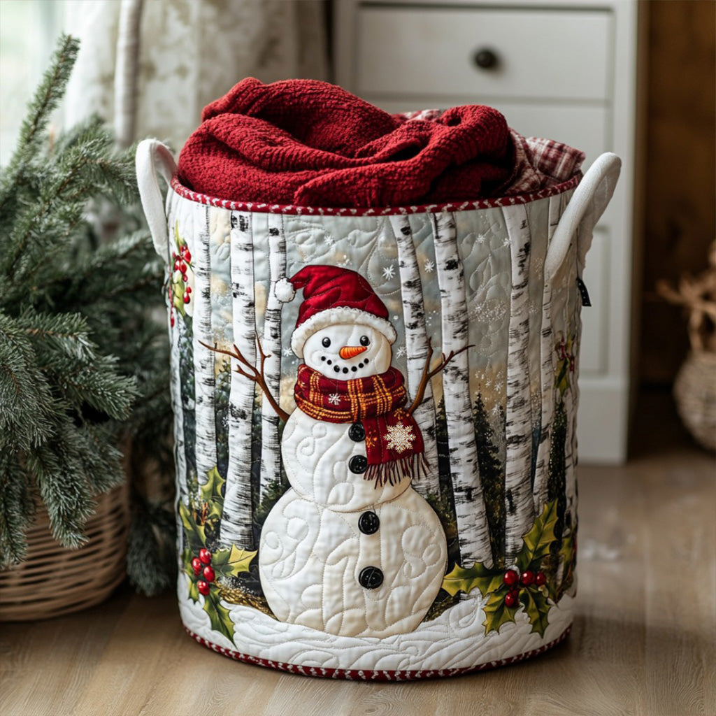 Quilted Laundry Basket with Winter Pattern