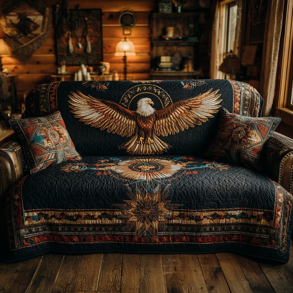 Quilted Sofa Cover – with Soaring Eagle