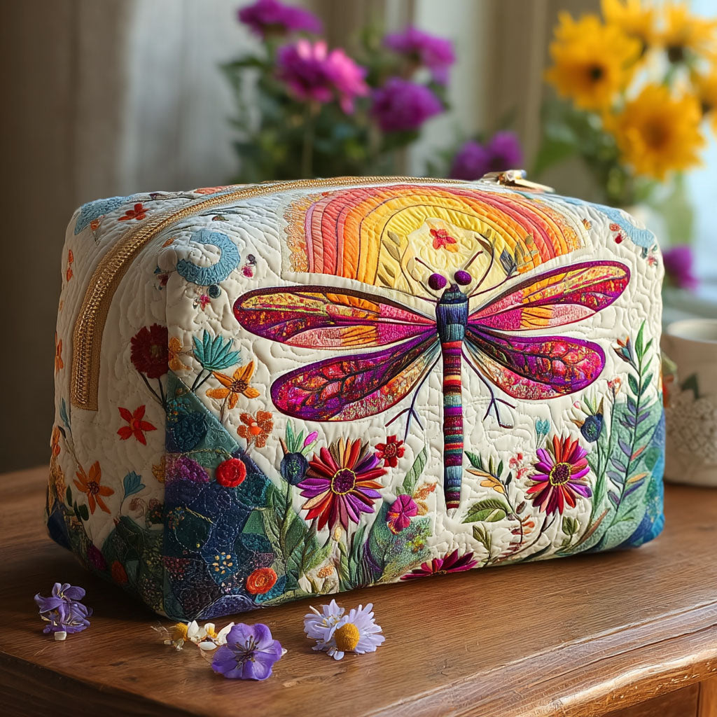 Quilted Makeup Bag with Delicate Pattern