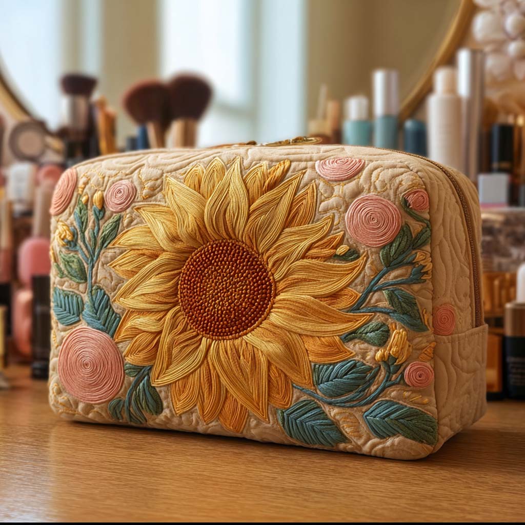 Quilted Makeup Bag with Delicate Sun