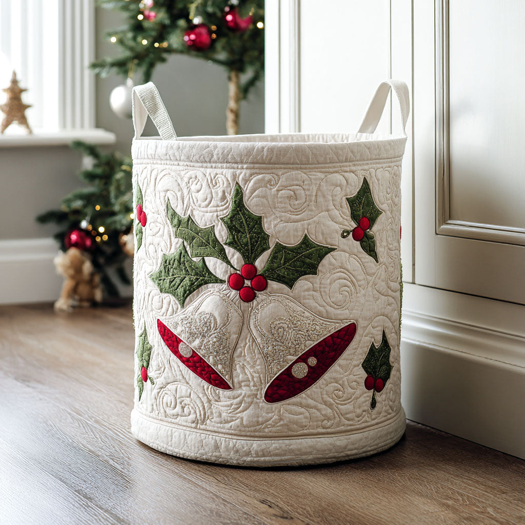 Quilted Laundry Basket with Christmas Pattern