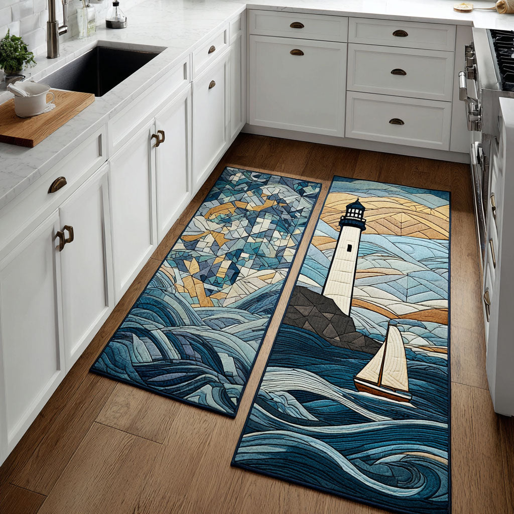 Non-Slip Kitchen Rug with Sunny Lighthouse