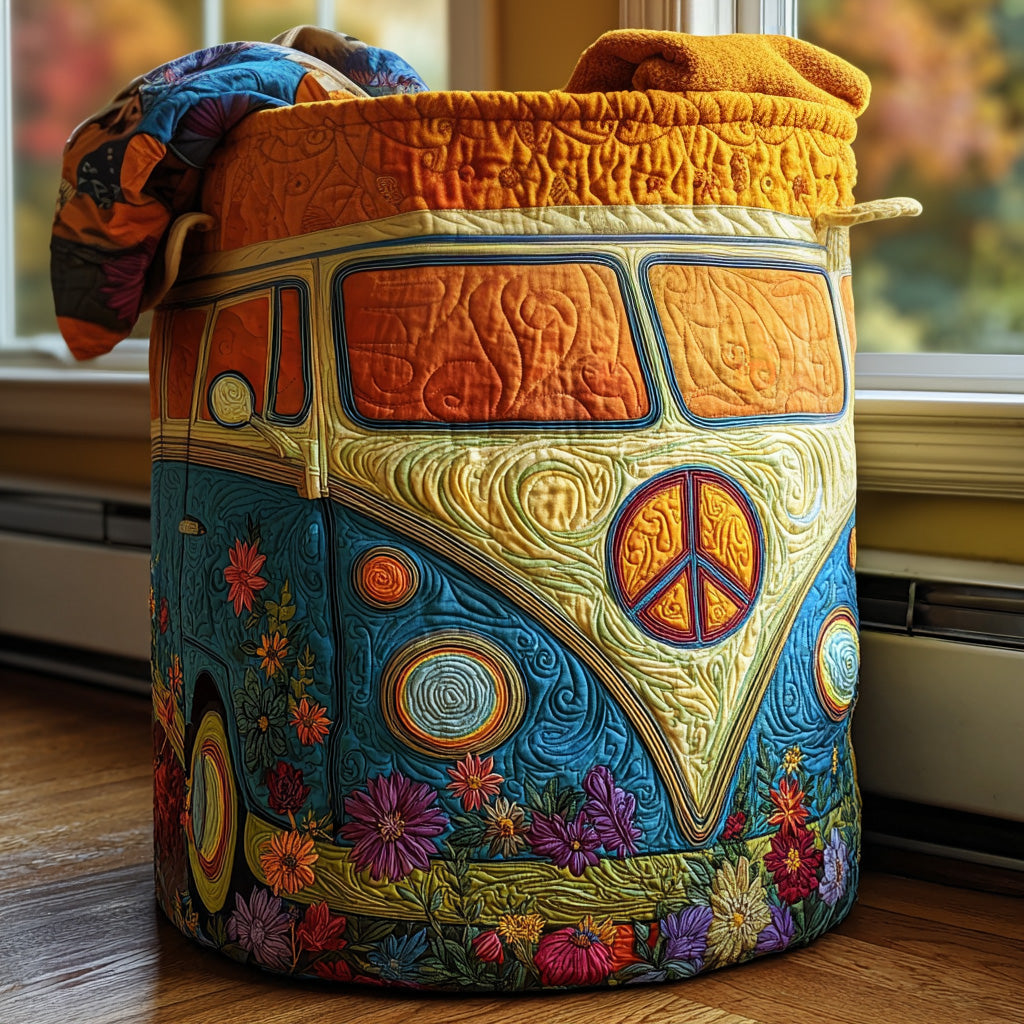 Quilted Laundry Basket with Sunny Street