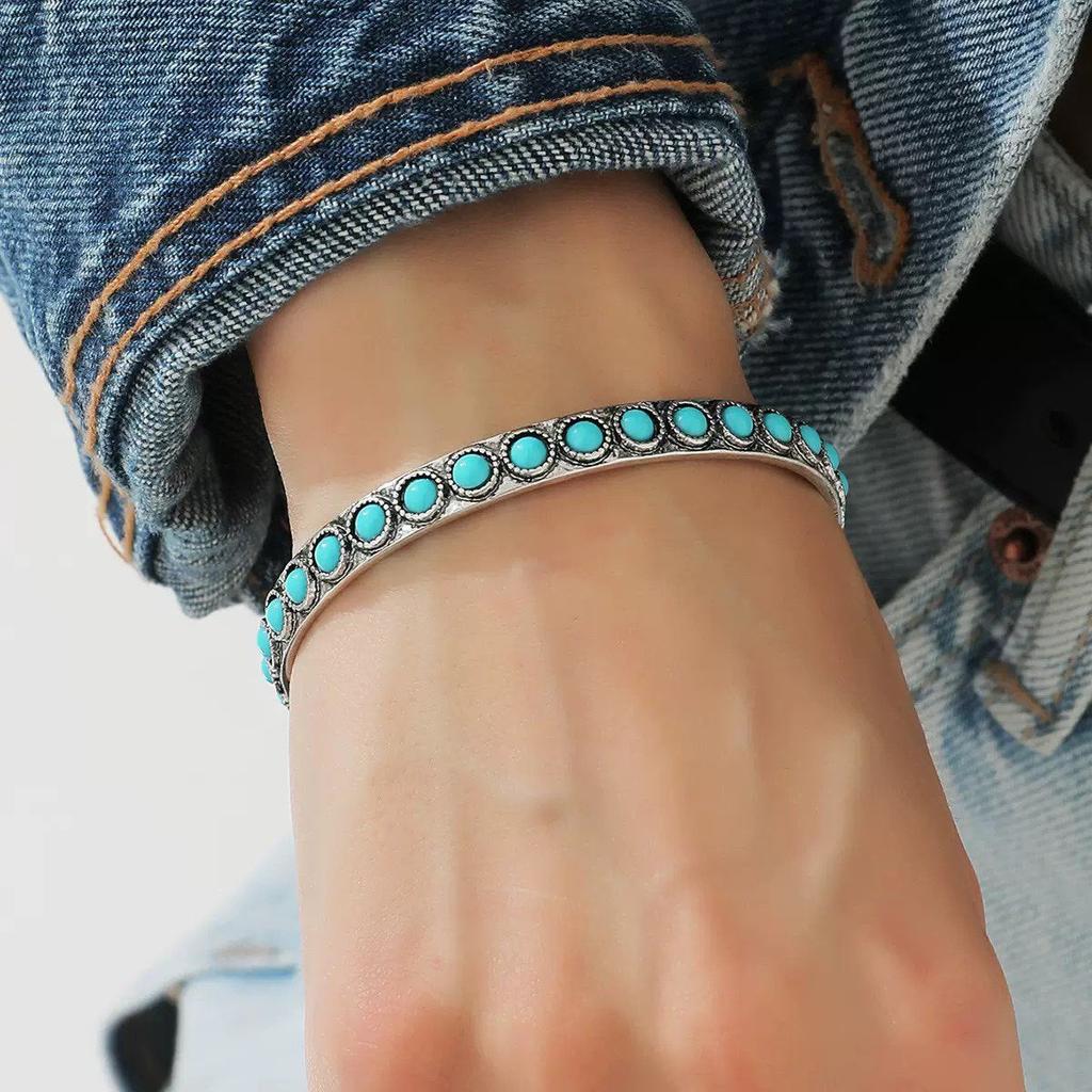 Talisse Open Turquoise Bracelet | White Gold