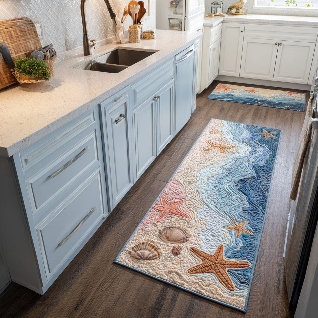 Non-Slip Kitchen Rug with Waves and Sea Atmosphere