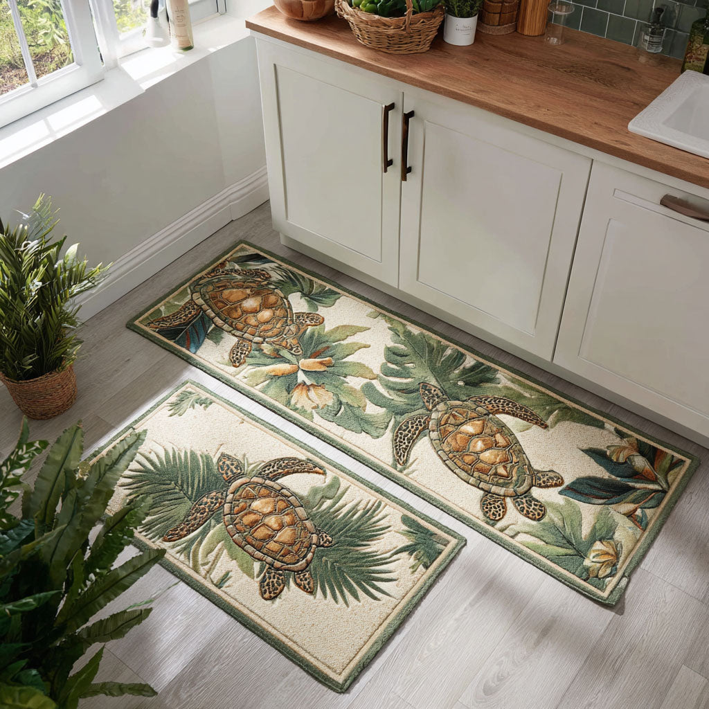 Non-Slip Kitchen Rug with Tropical Tiki Atmosphere