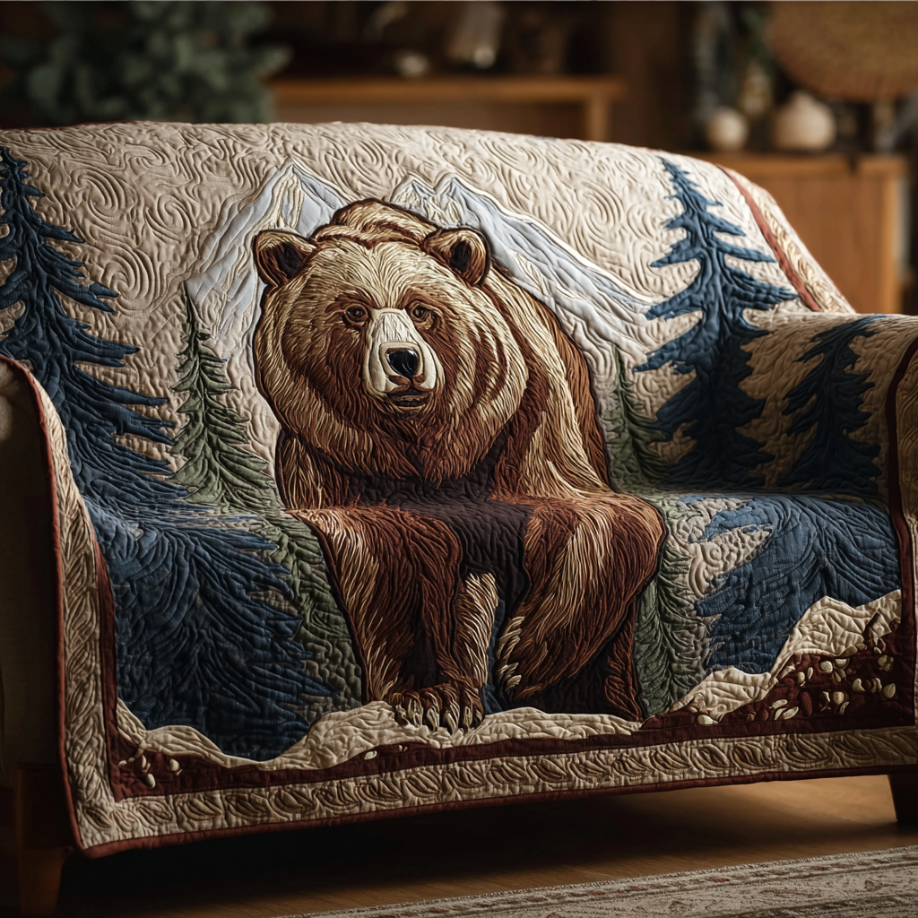 Quilted Sofa Cover – Padded Sofa Cover with Bear