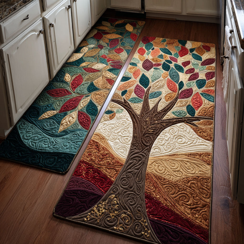 Non-Slip Kitchen Rug with Tree and Natural Retreat