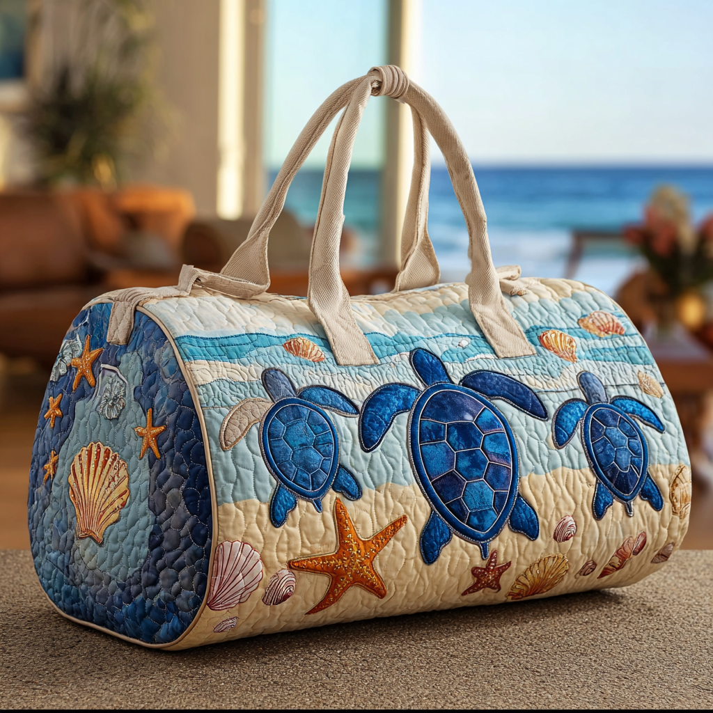 Quilted Travel Bag – Sea Turtle's Journey