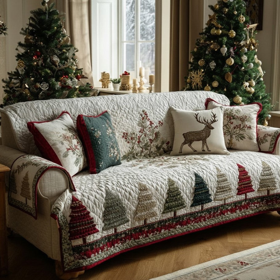 Quilted Sofa Cover – with Forest at Dusk