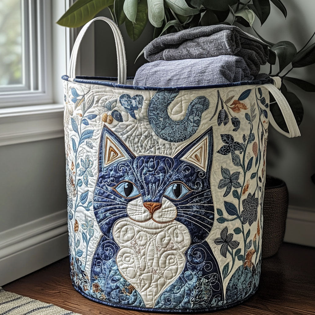 Quilted Laundry Basket in Cat Shape