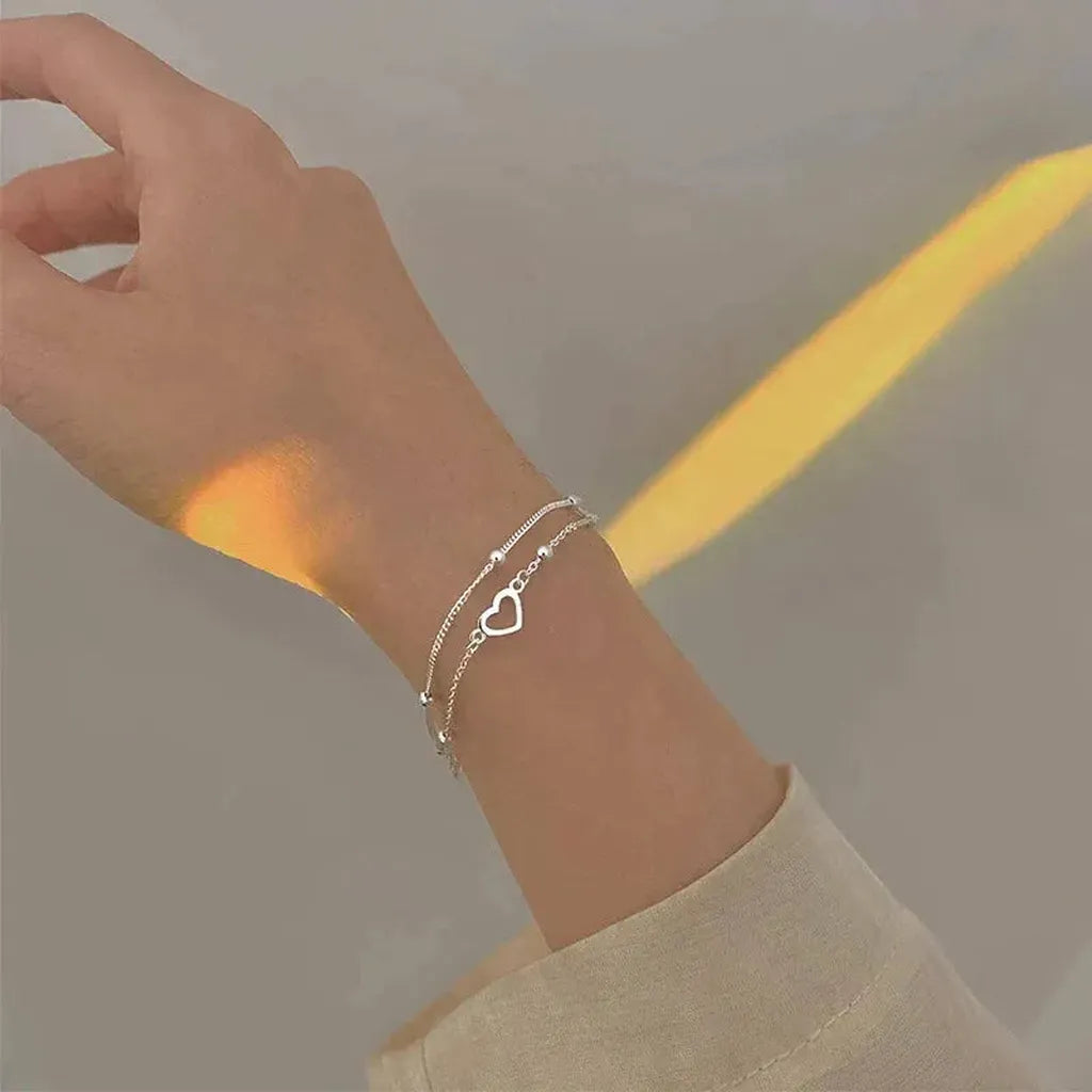 Adjustable Bracelet with Heart in White Gold