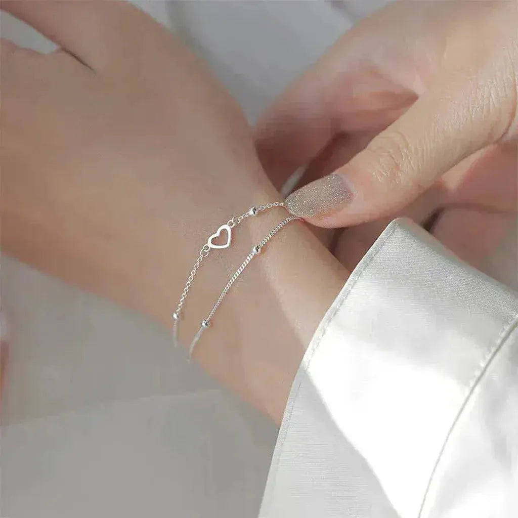 Adjustable White Gold Bracelet with Heart