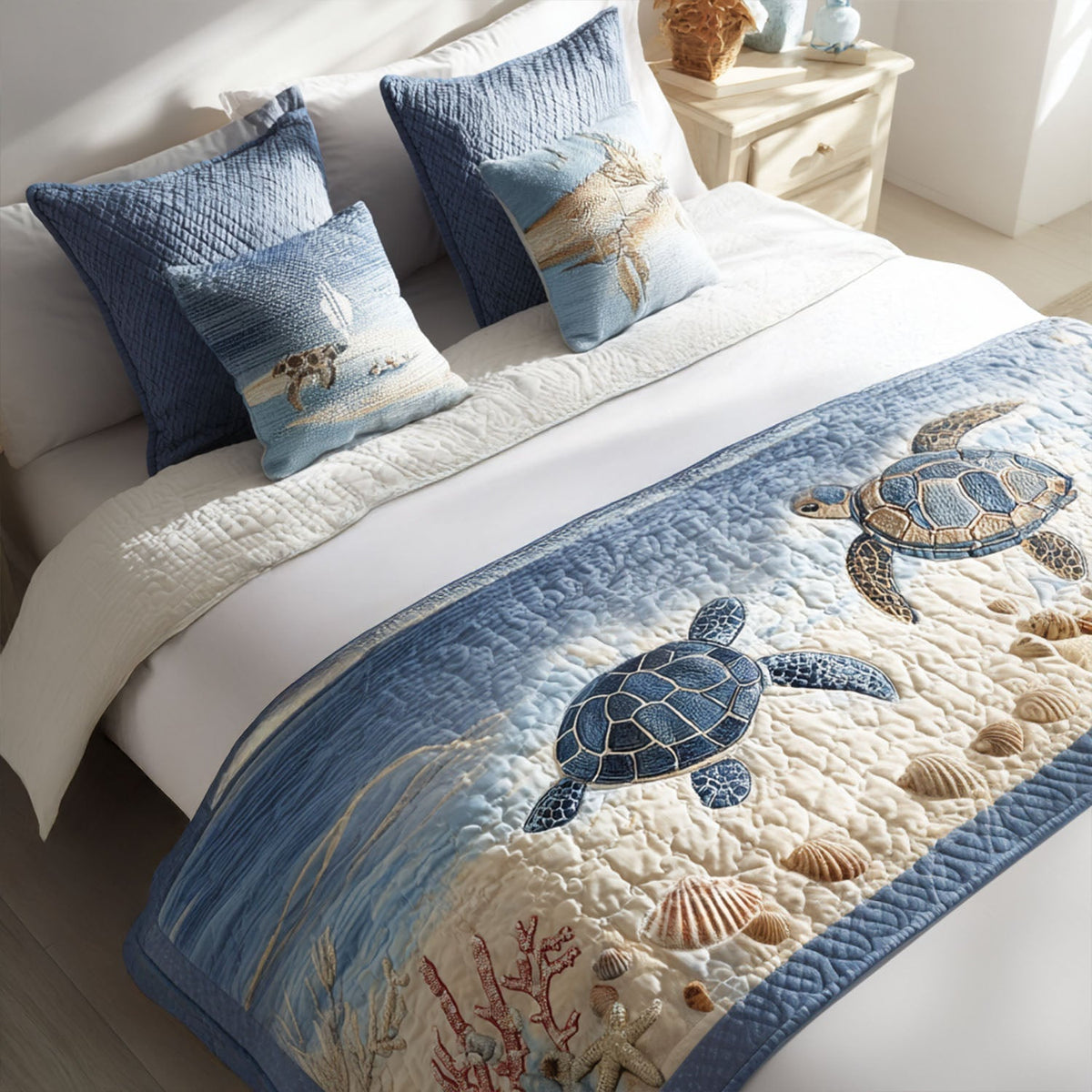 Quilted Bed Runner – Waterway Wanderer