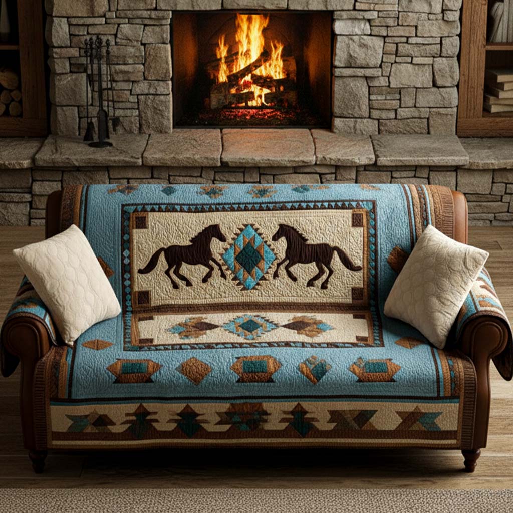 Quilted Sofa Cover with Wilderness Design