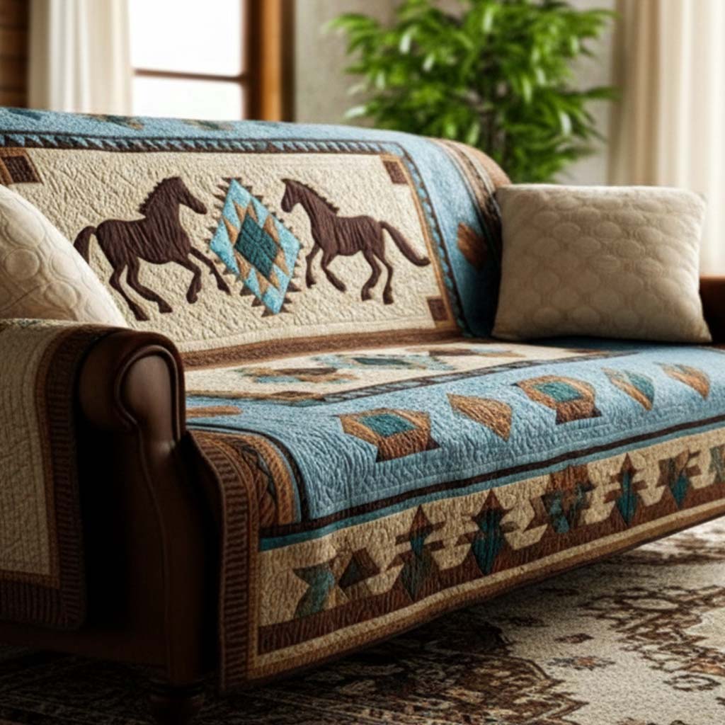 Quilted Sofa Cover with Wilderness Design