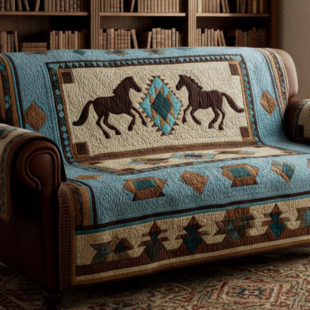 Quilted Sofa Cover with Wilderness Design