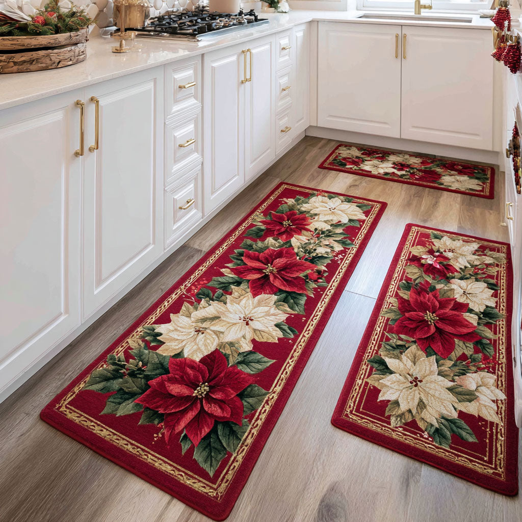 Non-Slip Kitchen Rug – Winter Kitchen Rug Delicate Flowers