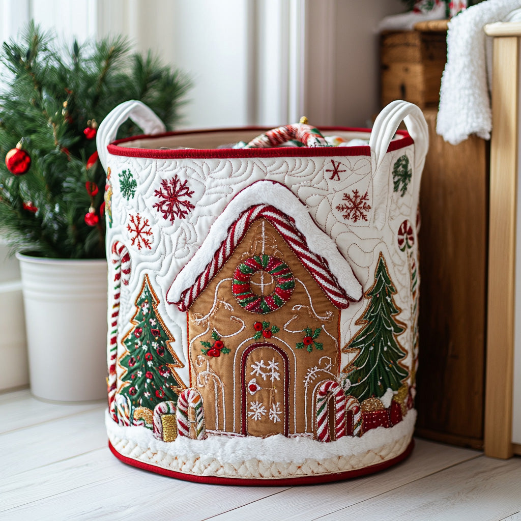 Quilted Laundry Basket with Winter Design