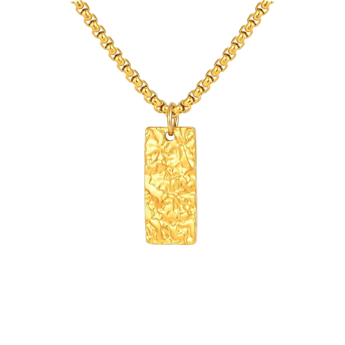 Ziven Necklace with Hammered Bar | Gold