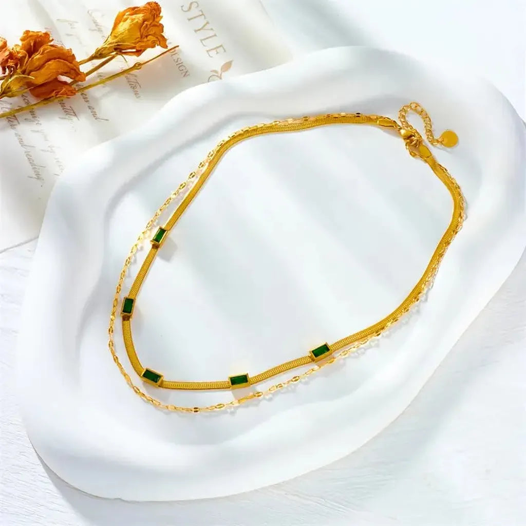 Two-Layer Retro Gold Necklace “Sorella Gem”