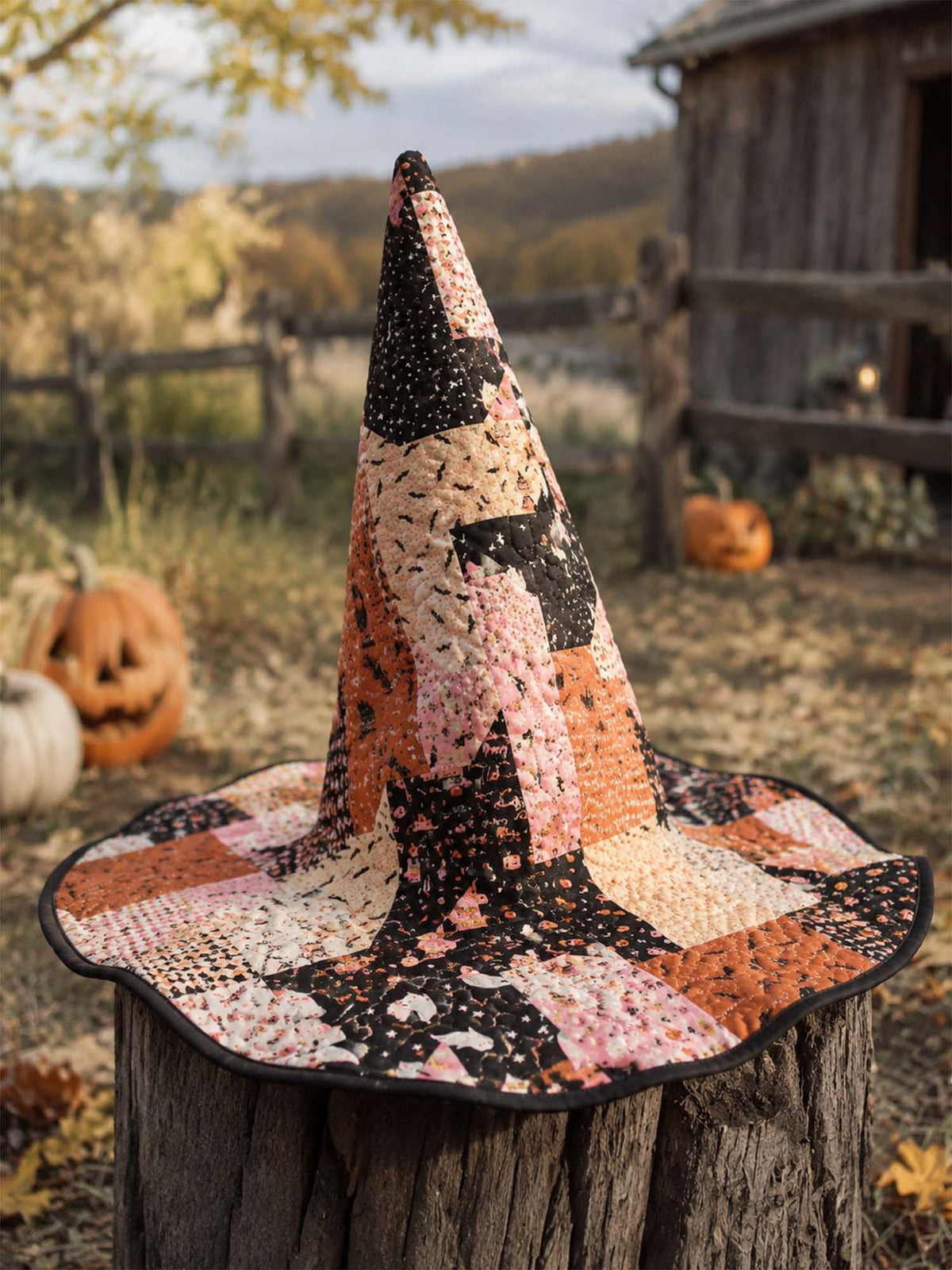 Handmade Quilted Witch Hat β Cute Halloween Patchwork