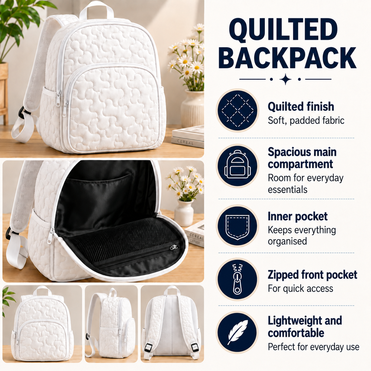 Floral Boho Quilted Backpack