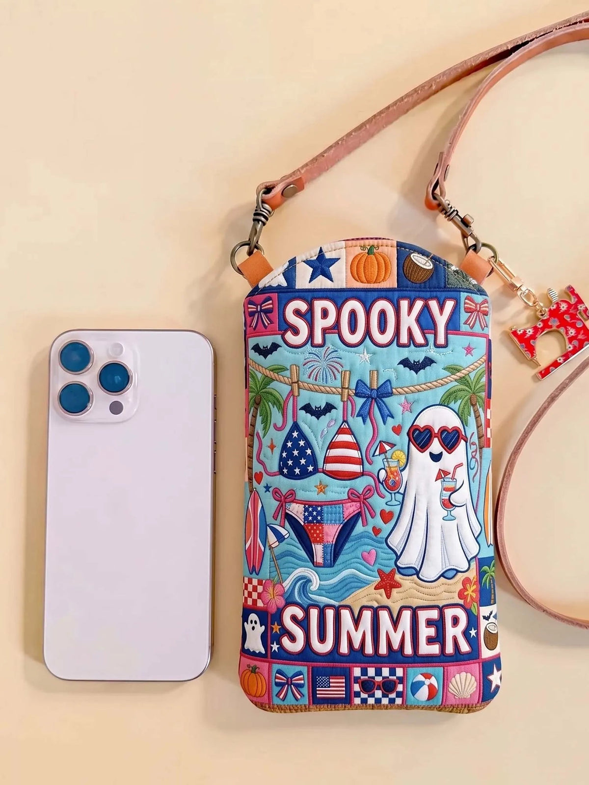 Slim Quilted Phone Crossbody Bag – Spooky Summer for Halloween